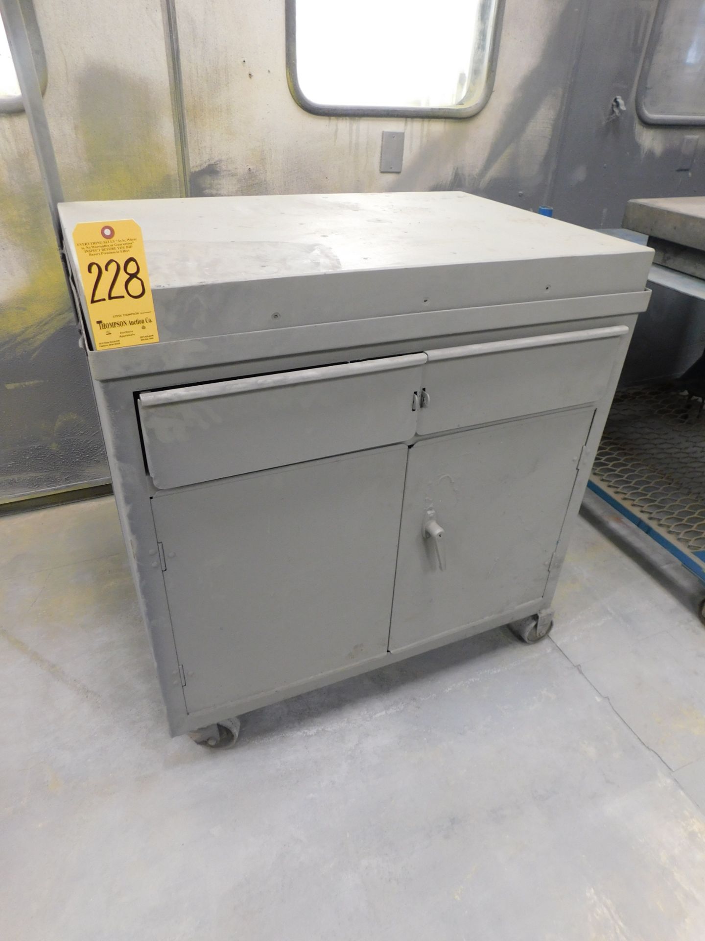 2 Door metal cabinet, with granite top plate