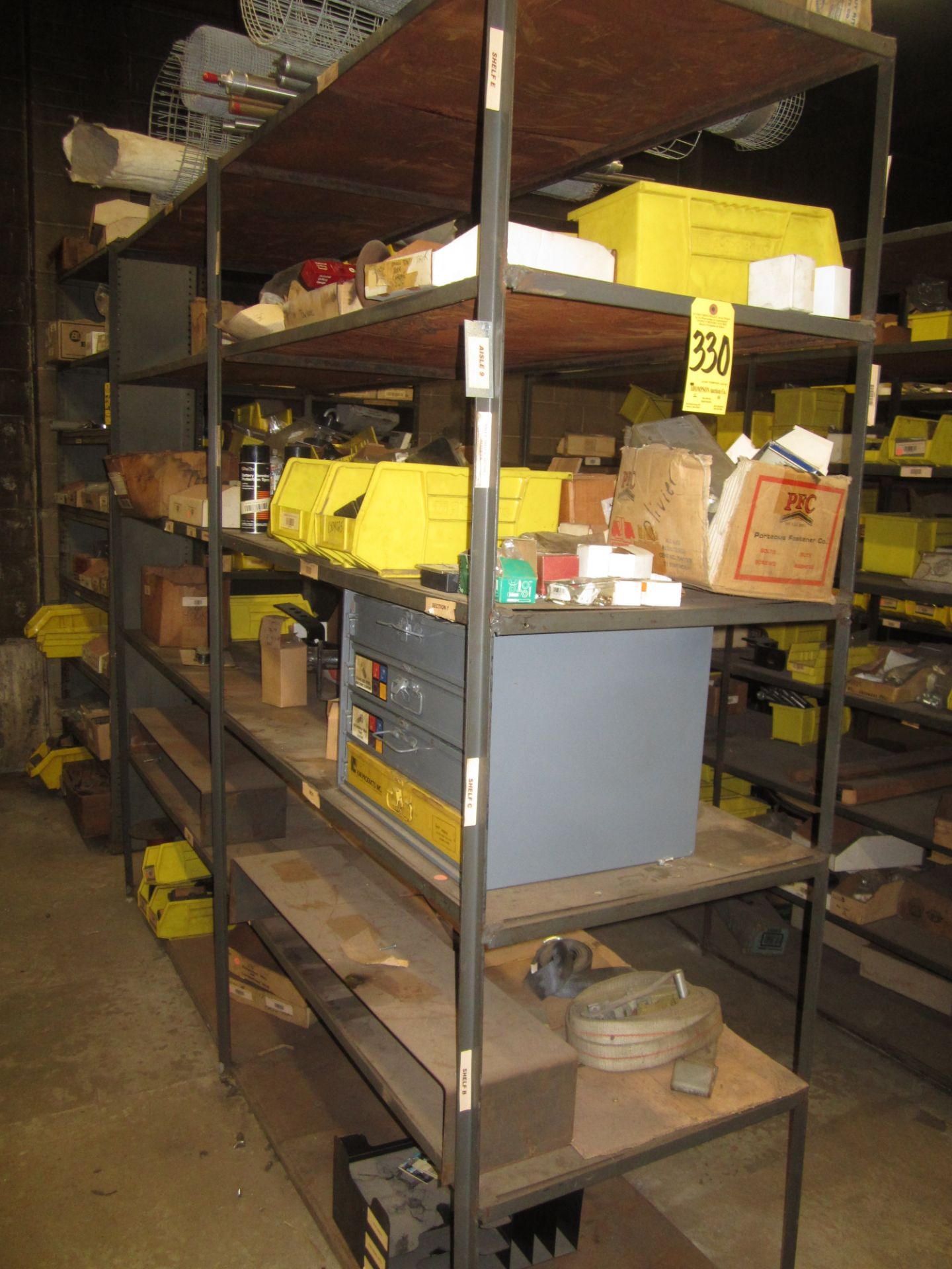 Welded Metal Shelving Unit and Contents