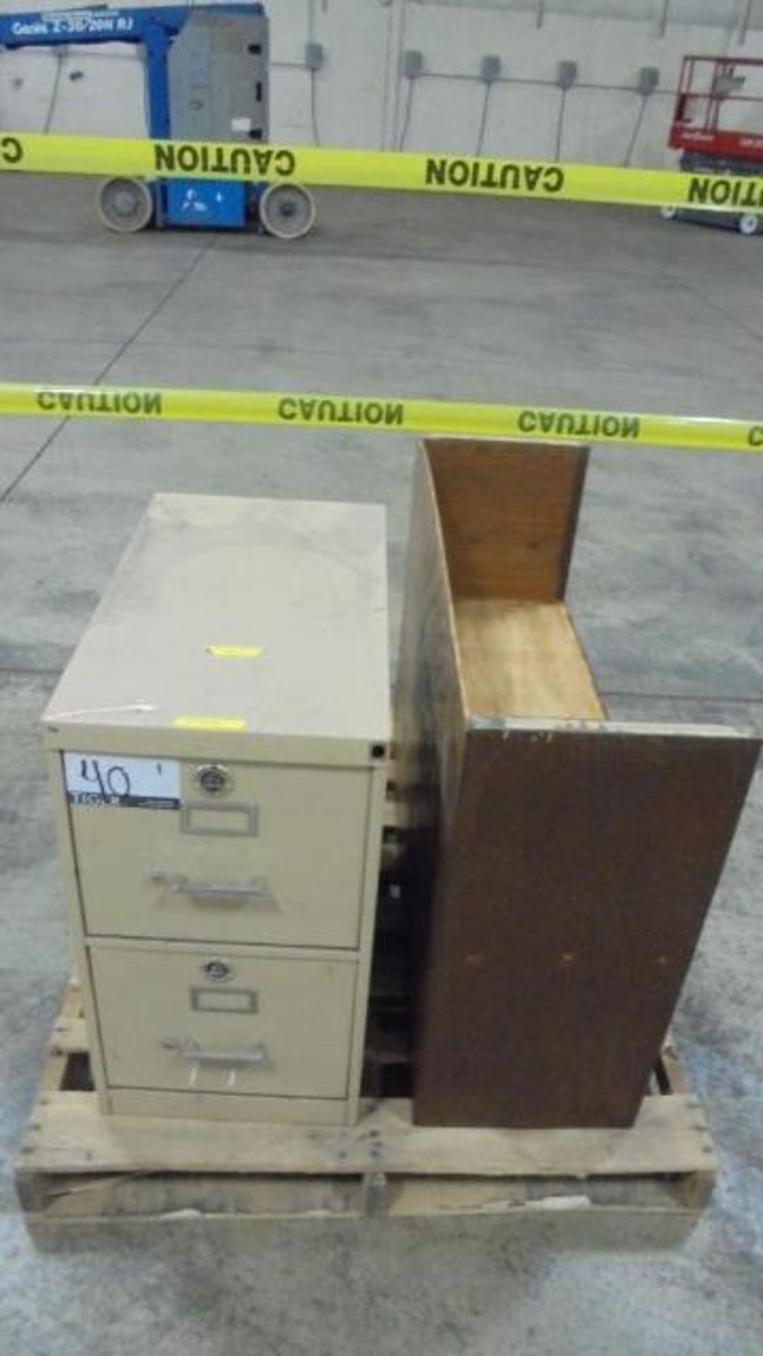 Lot (2) Drawer Vertical Filing Cabinet and Bookstand