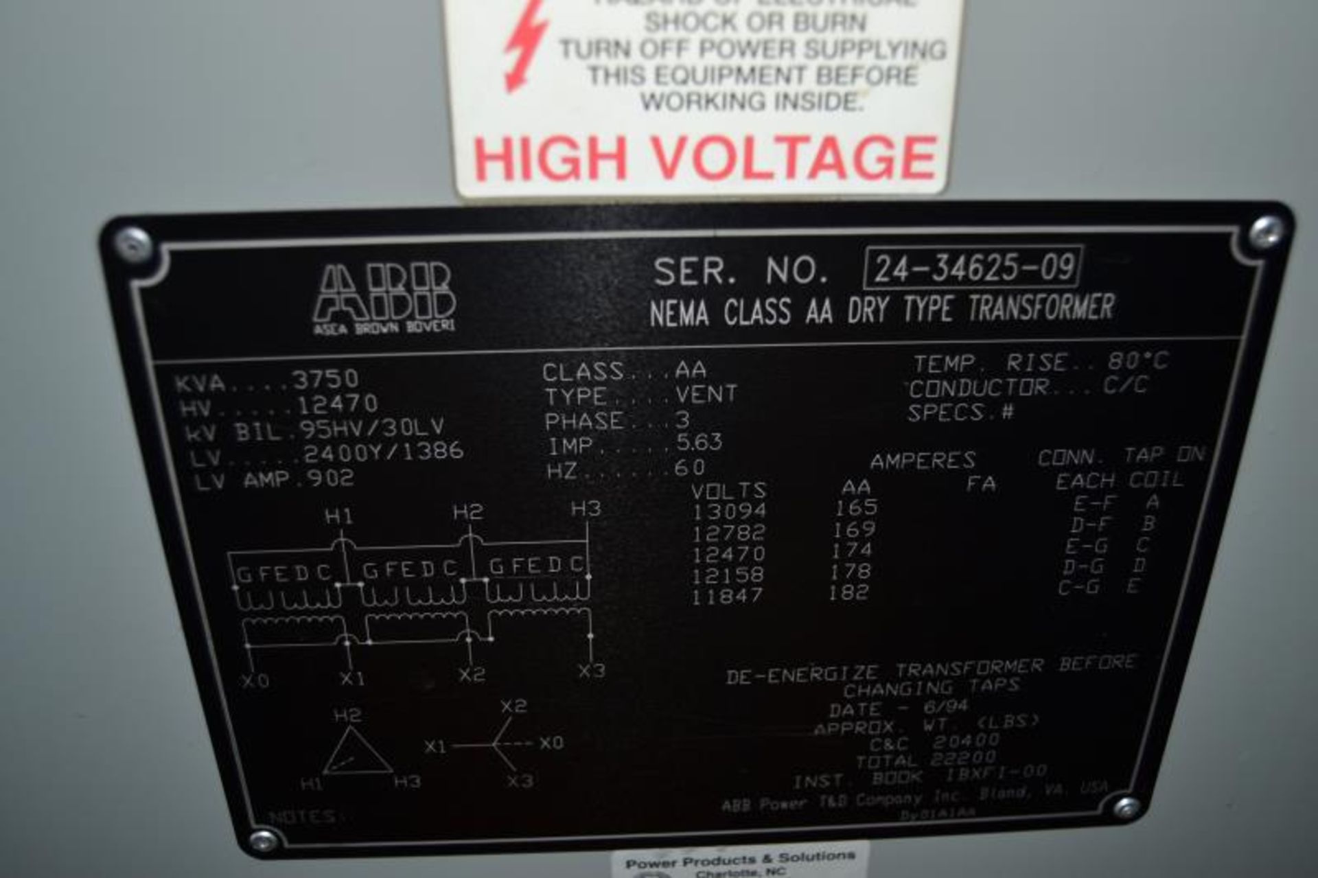 ABB 3750 KVA TRANSFORMER - Image 2 of 3