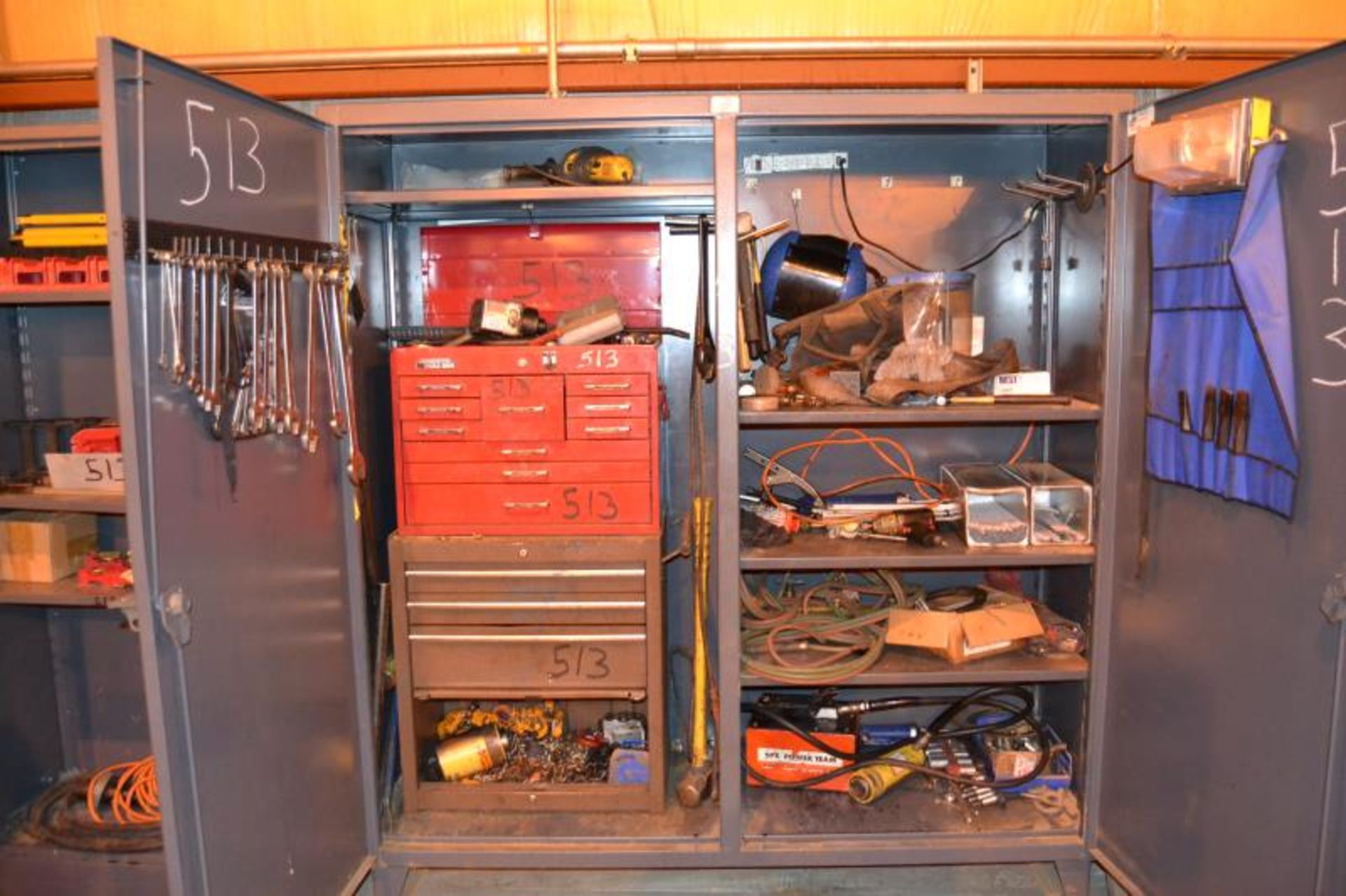 STRONG HOLD CABINET, TOOL BOX, TOOLS, STEEL SHELF - Image 2 of 3