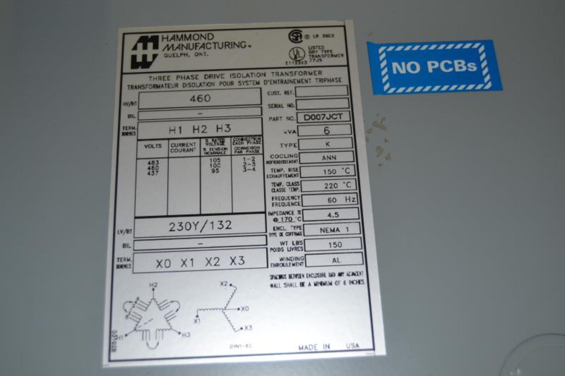 (7) HAMMOND 6 KVA TRANSFORMERS - Image 3 of 3