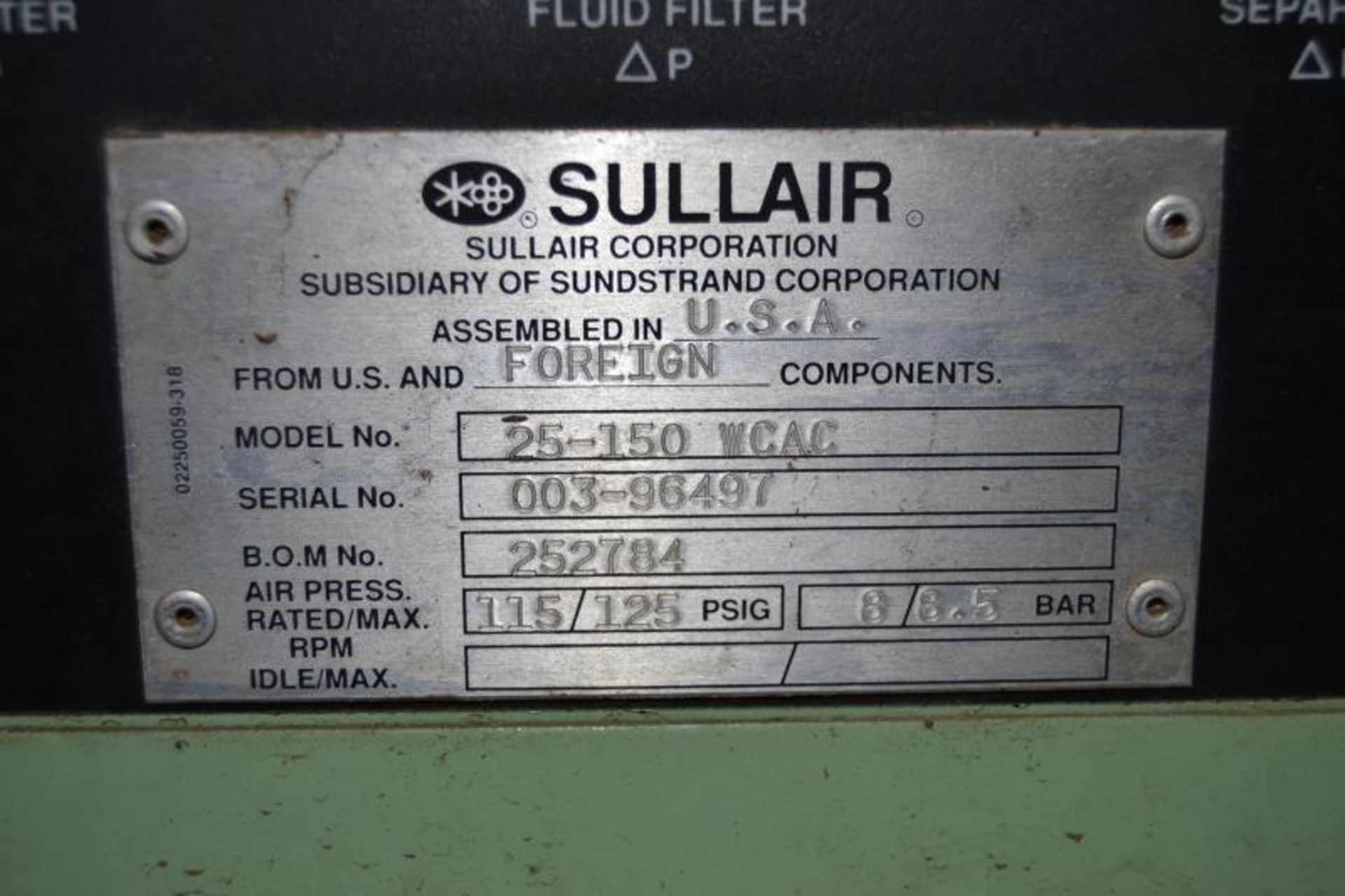 SULLAIR MODEL 25-150 150 HP SCREW TYPE - Image 3 of 4