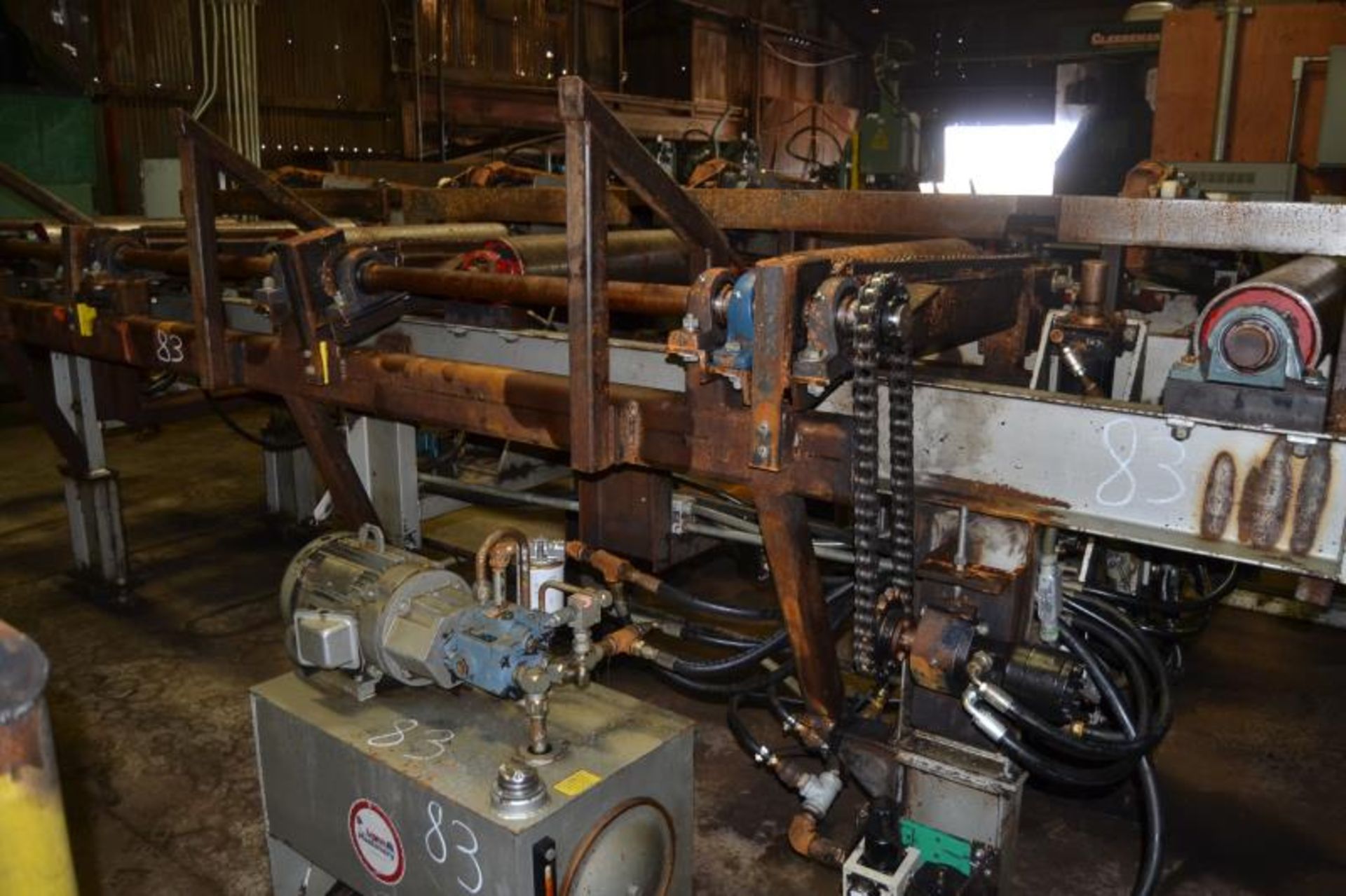 JOCAR MODEL 1600-230 63" HORIZONTAL RESAW SYSTEM W/125HP MOTOR; W/40' OUTFEED ROLLCASE; W/TIMPLE - Image 8 of 12