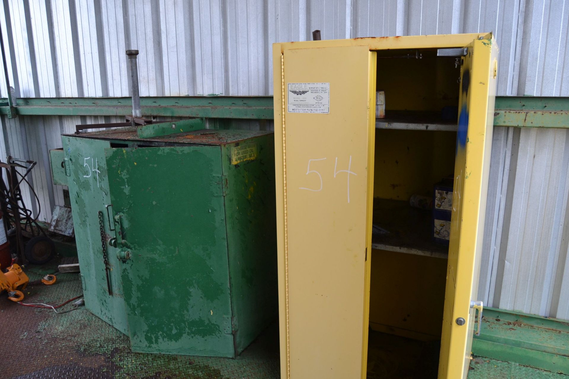 (2) STEEL CABINETS & CONTENT W/ EYE WASH CENTER