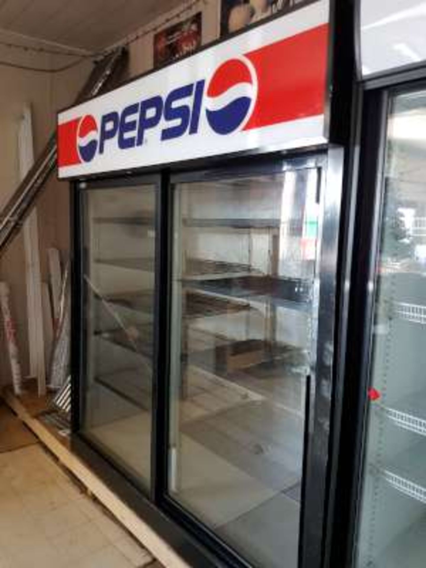 Pepsi Cooler w/sliding glass doors (80in high x 72in wide x 30in deep) - Image 3 of 3