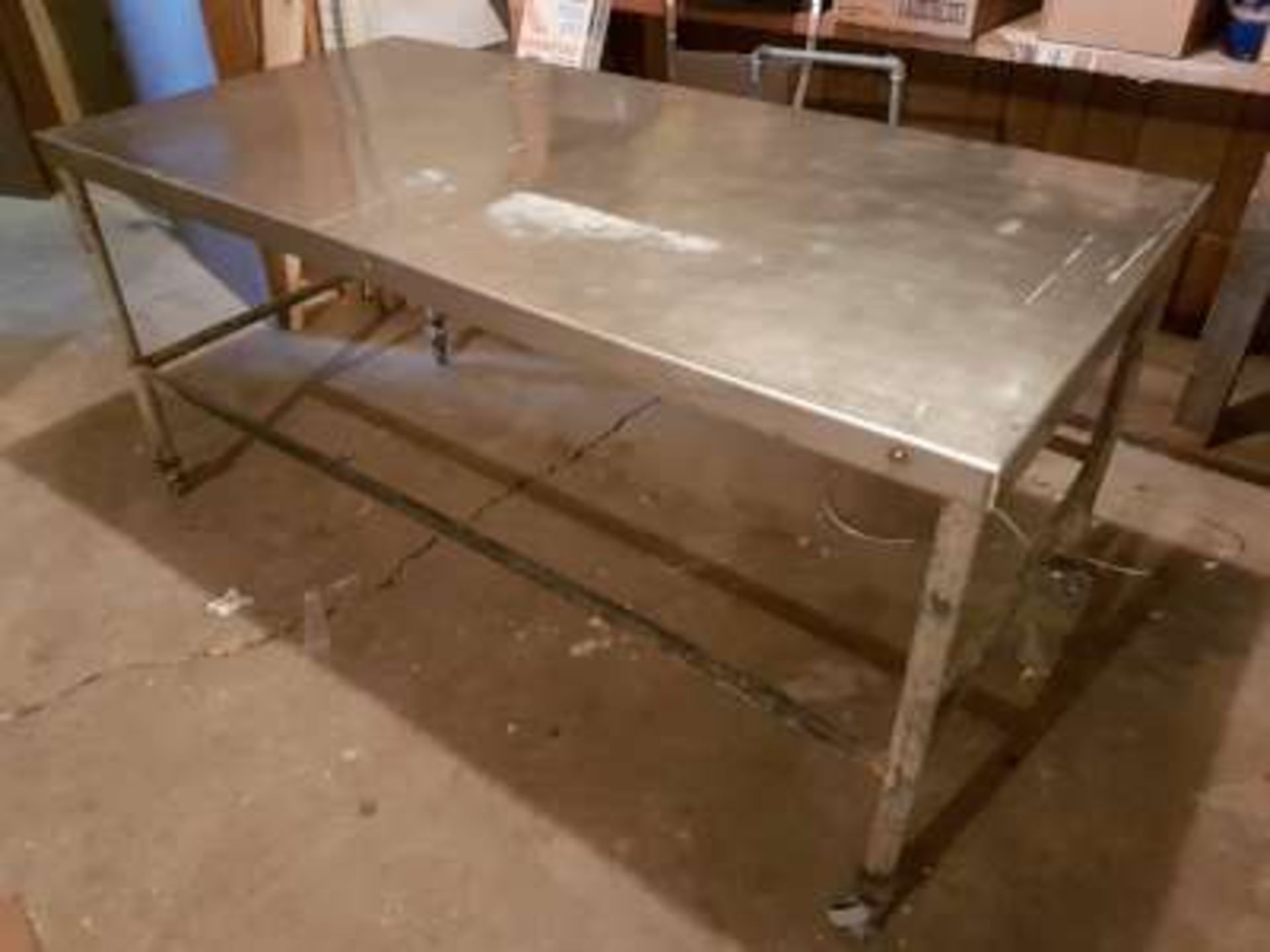 Stainless steel table on wheels (6ftx3ftx34in) - Image 3 of 3