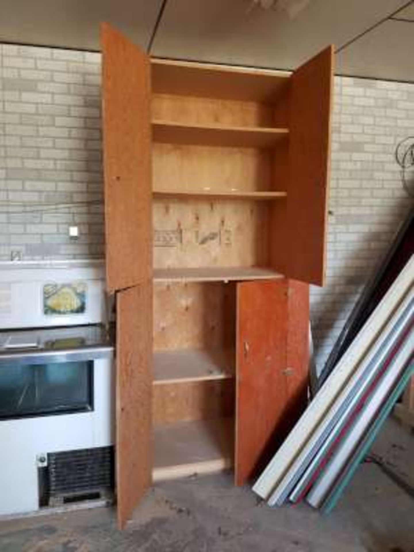 Plywood 3/4" storage cupboard w/doors (8ft high x 47in wide x 24in deep) - Image 2 of 2