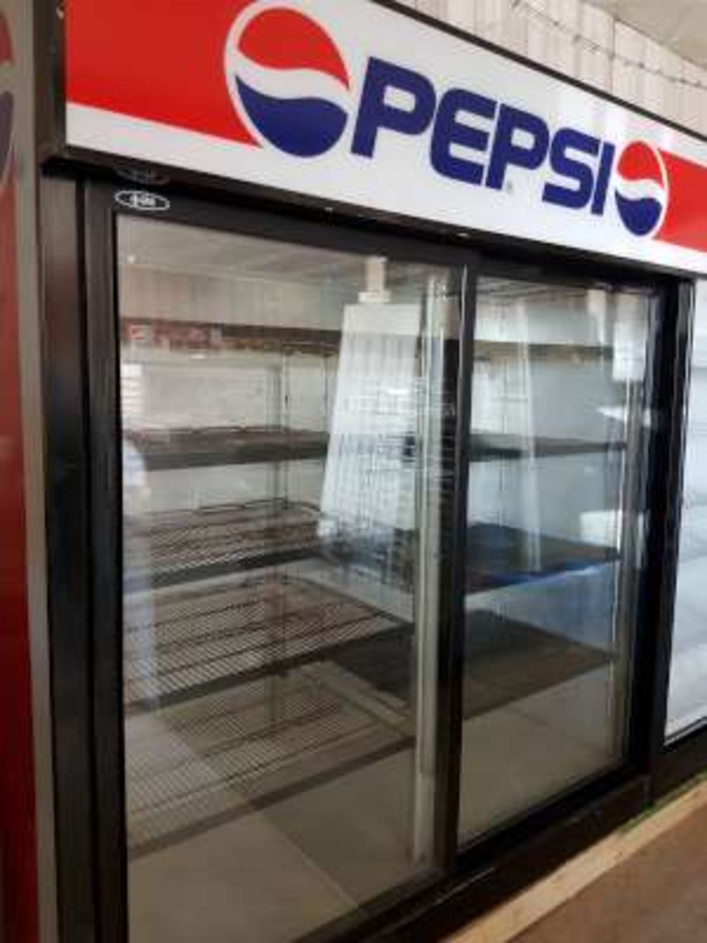 Pepsi Cooler w/sliding glass doors (80in high x 72in wide x 30in deep)