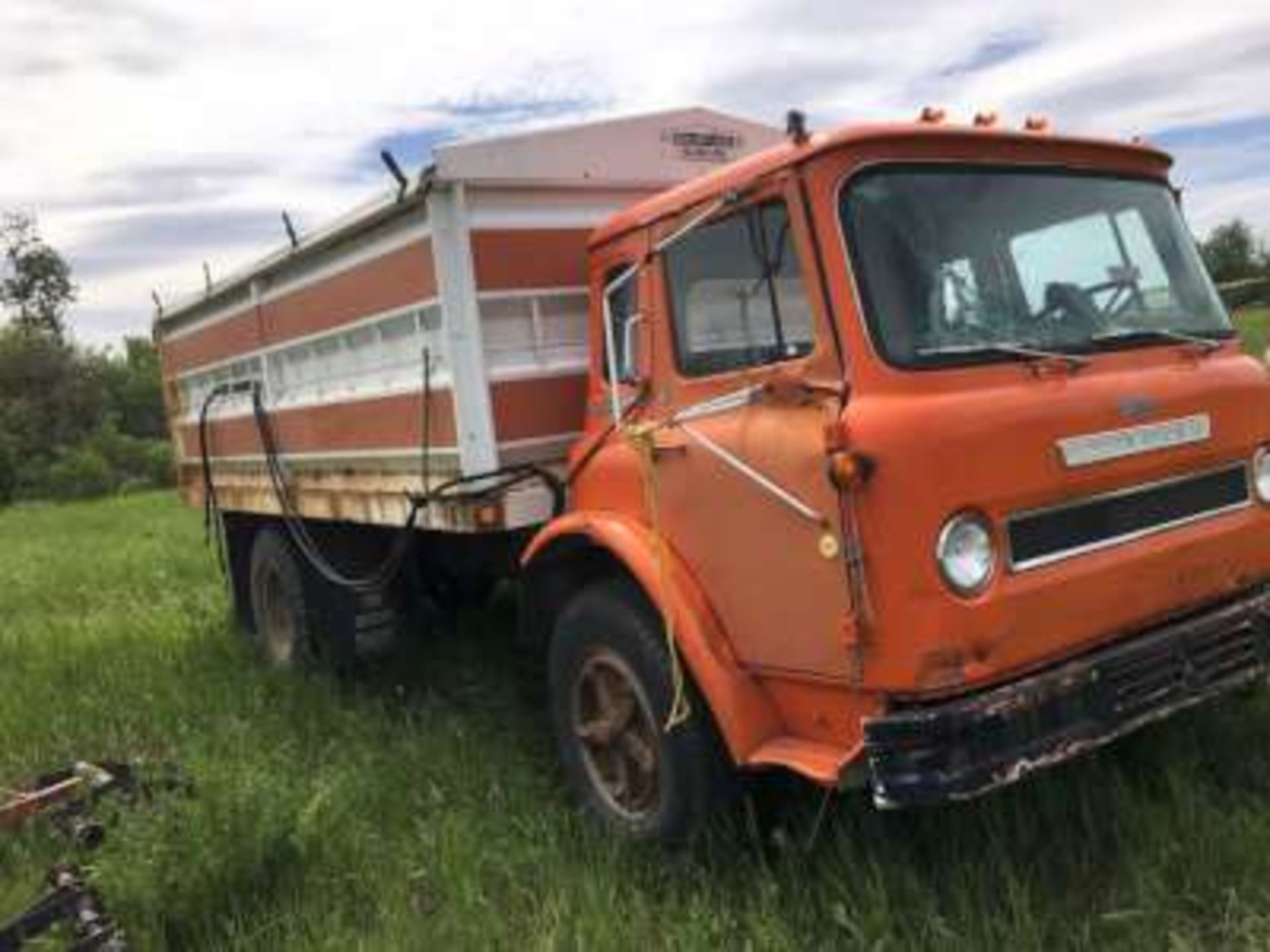 International CabOver grain truck w/15ft Box, Hoist and tarp (Not running) - Image 2 of 5