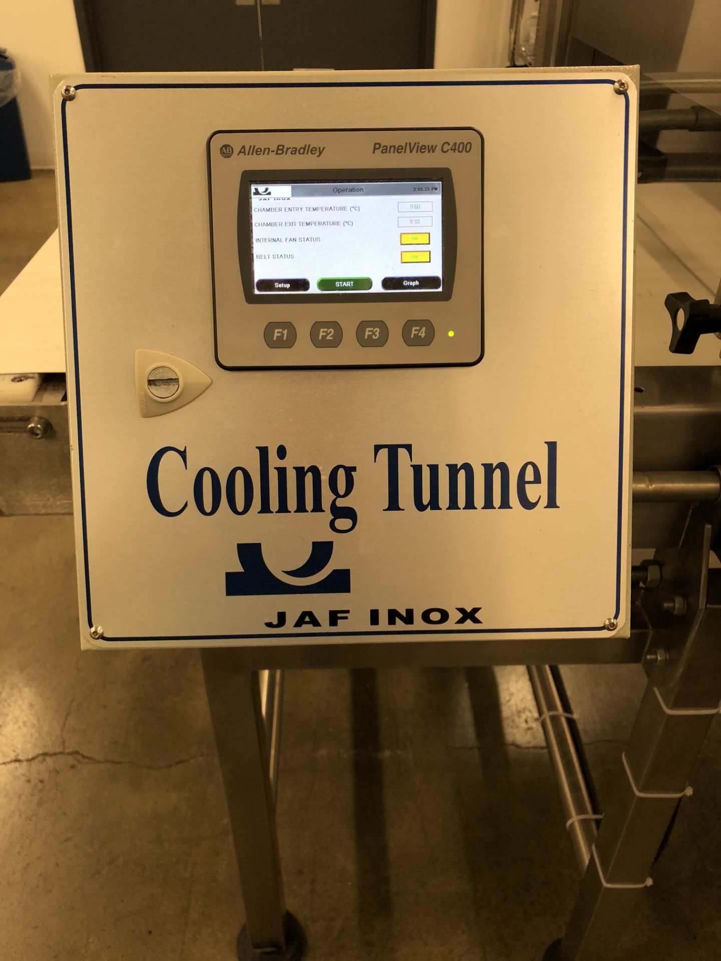 Jaf Inox 24" wide x 30-ft long Cooling Tunnel with water chiller, 3 phase, 220 volts, new 2015 - Image 3 of 6