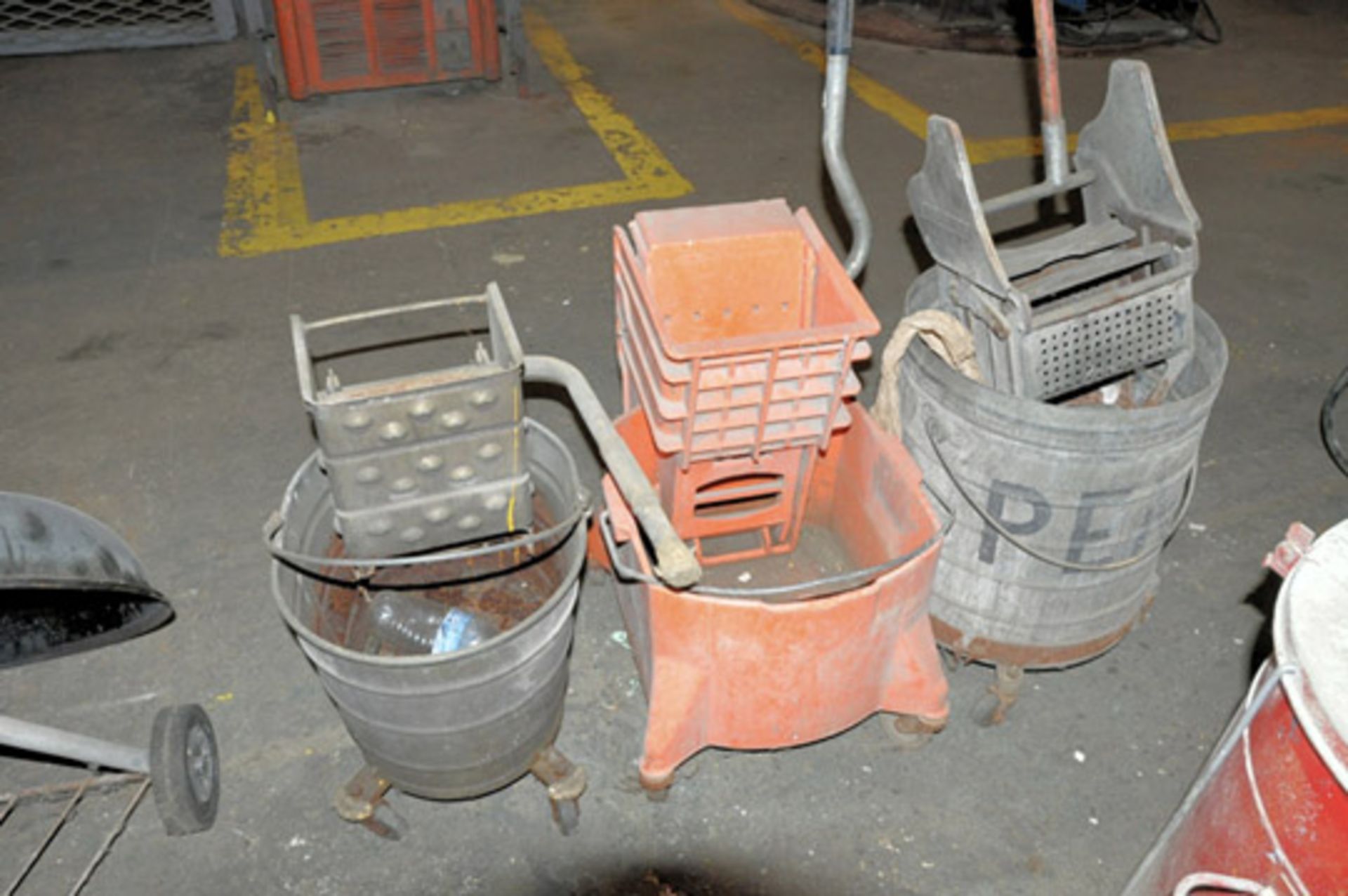 Lot-(3) Mop Buckets, (2) Fans, Rag Can, Portable Grill, Heater and - Image 3 of 6