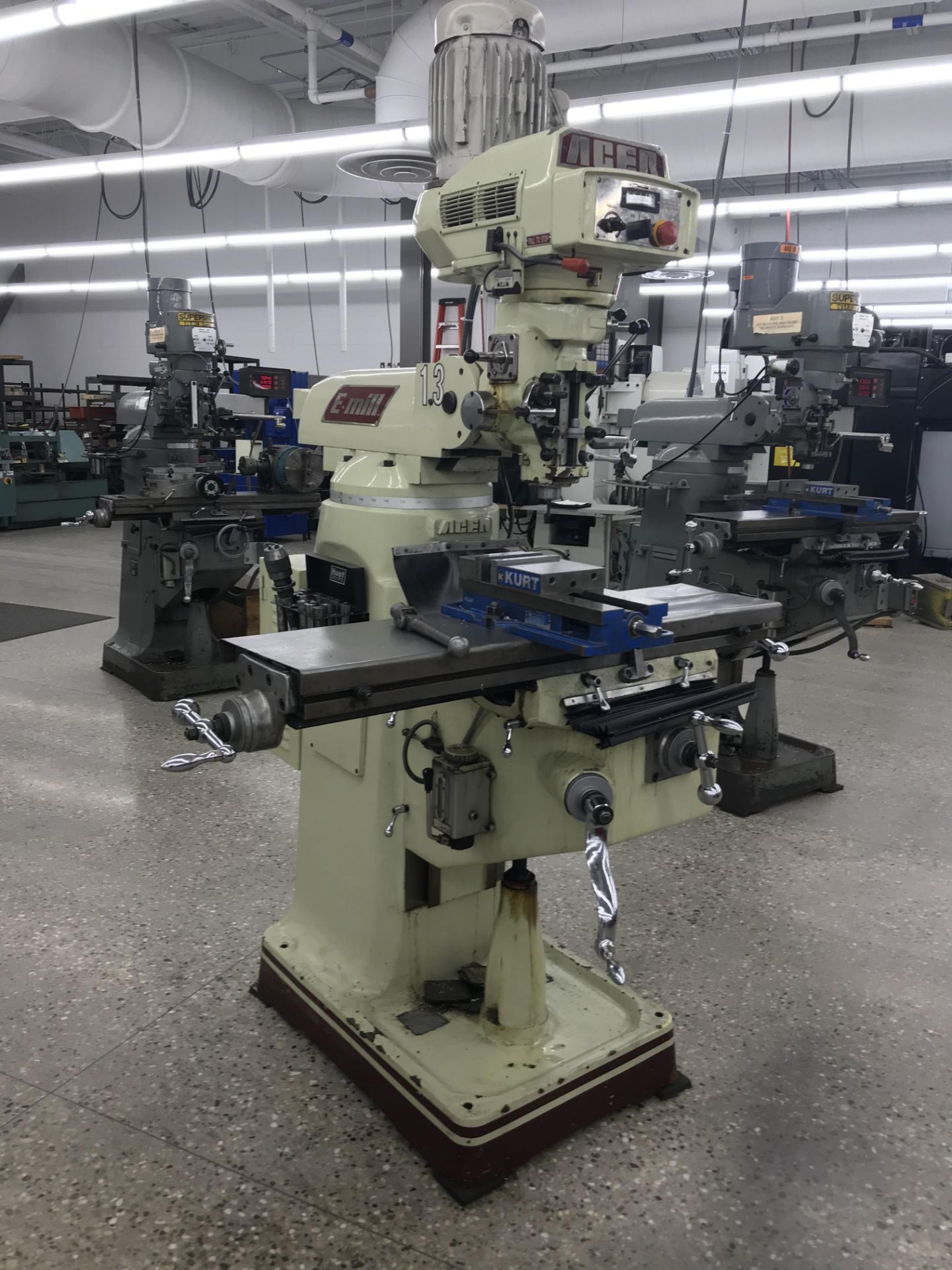 Acer Vertical Milling Machine Model EVS-3VS, 9" x 42" Table, Newall DRO, Collets, 60-4500 RPM