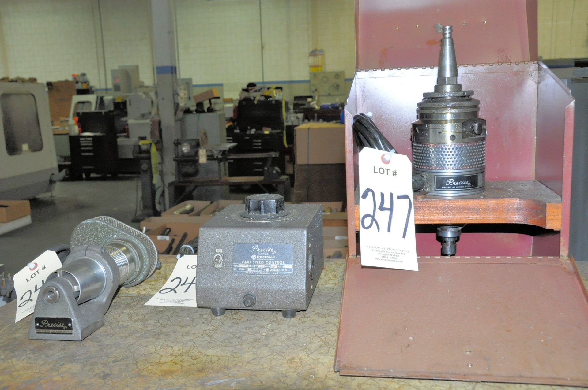 Lot-(1) Precise Model JIL; High Speed Spindle with Case; (1) Precise Vari Speed Control and (1)
