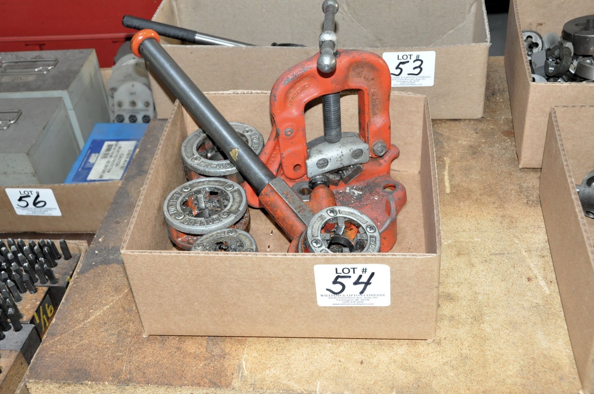 Lot-Pipe Dies; Holder and Pipe Vise in (1) Box