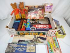 A mixed box of vintage toys to include a flying scale series Keil Kraft M.E.