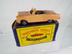 Matchbox by Lesney - a metal diecast model Ford Zodiac Convertible, salmon body,