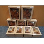 Unused Retail Stock - five wooden novelty trinket boxes in the form of clowns,