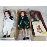 A Zapf Colette porcelain doll, boxed, an Alberon dressed doll,
