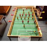 A vintage folding table football game with wooden table and steel legs - This lot MUST be paid for