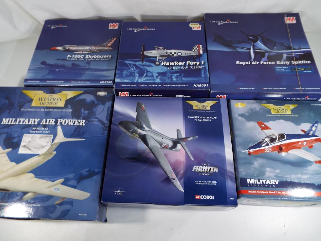 Corgi Aviation Archive and HM Hobbymaster - six diecast model aeroplanes comprising three Corgi