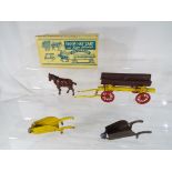A Farm Hay Cart with logs and horse by Benbros Qualitoy in original box and two early period