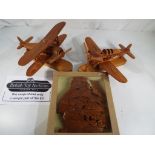 Unused Retail Stock - four wooden battery operated model airplanes, boxed,