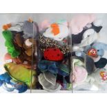 Ty Bears - a display case containing a quantity of Ty Beanie Babies