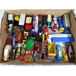 Diecast - a box containing a quantity of unboxed predominantly playworn diecast model motor