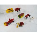Matchbox - 7 diecast models comprising McCormick International Tractor, D9 Caterpillar,