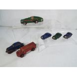 Triang Minic - a small collection of early tinplate model motor cars to include a green racing car,