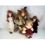 Dolls - three good quality porcelain dressed dolls,