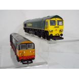 Model Railways - two diesel OO gauge locomotives by Lima and Hornby, #66527 in Freight Liner livery,