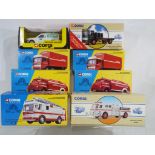 Corgi - a collection of eight diecast commercial vehicles to include AEC 4 wheel flat bed lorry