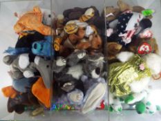 Ty Bears - a display case containing a quantity of Ty Beanie Babies