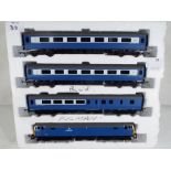 Model Railways - Hornby OO gauge Blue Pullman set, three mark 2 carriages, one locomotive,