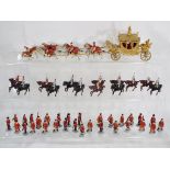 A Johillco diecast Coronation Set containing fifty three pieces, box fair, figures good,