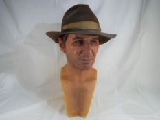 Indiana Jones - a detailed museum waxwork life-like Harrison Ford bust,