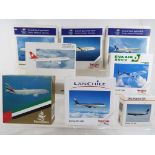 Herpa - eight boxed 1:500 scale planes comprising 503396, 511049, 506373, 508346, 502894, 502887,