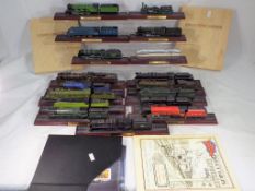 Atlas Editions - seventeen static steam locomotives, appear to be OO gauge,