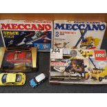 Meccano, Lego and Burago - Seven items in total comprising Meccano set No 2 and Space 2501,