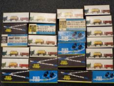 Model Railways - Twenty five boxed wagons in HO scale made by Piko Modellbahn,