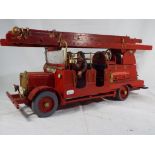 Homemade Leyland Fire Engine with crew, wheels are free moving, made of wood,