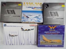 Herpa and Dragon - five boxed diecast airplanes 1:400 and 1:500 scale comprising 511605, JX102,