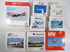 Herpa - eight boxed diecast airplanes in 1:500 scale comprising 503723, 501279, 503037, 508636,
