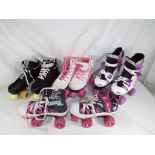 Roller skates - a pair of Rio Roller pink and white, size 4 quad roller boots,