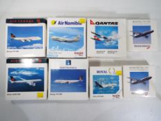 Herpa - eight boxed diecast airplanes in 1:500 scale comprising 500739, 502573, 503921, 504546,