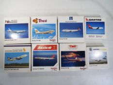 Herpa - eight boxed diecast airplanes in 1:500 scale comprising 504270, 50098, 503372, 500616,