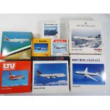 Herpa - eight boxed diecast airplanes in 1:500 scale comprising 501682, 511155, 500500, 501828,