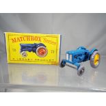 Matchbox - rare Fordson Tractor with yellow hubs, boxed #72, box good and model near mint.